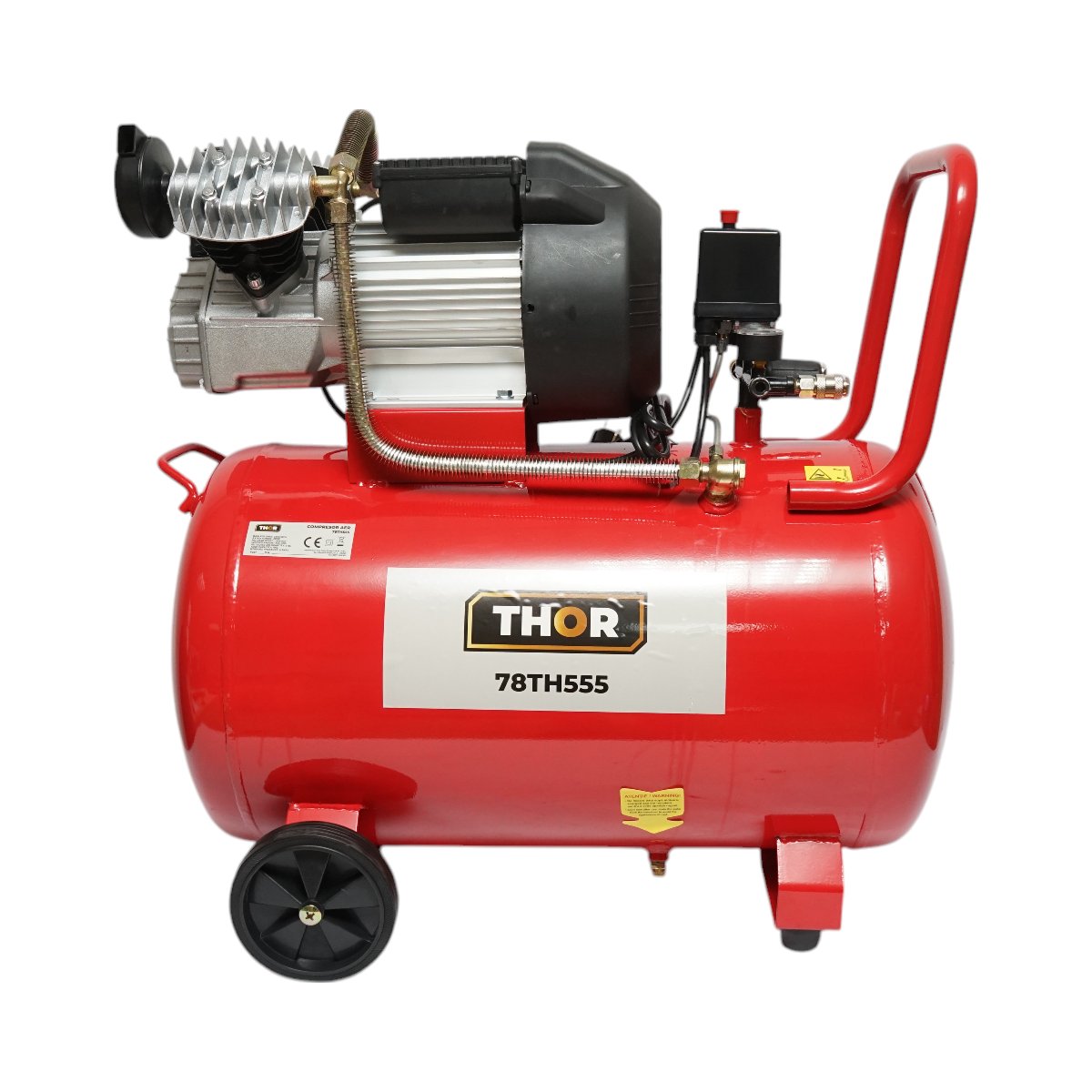Compresor aer volum 100L, motor 2 cilindrii in V 2.2KW/2CP, presiune maxima 8 bar, volum aer aspirat 370L THOR